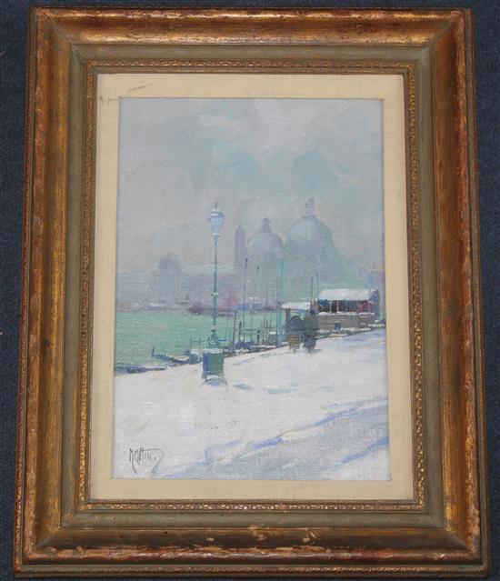 § Professor Vittorio Nattino (1890-c.1971) Venice in winter, 10.5 x 7.25in.
